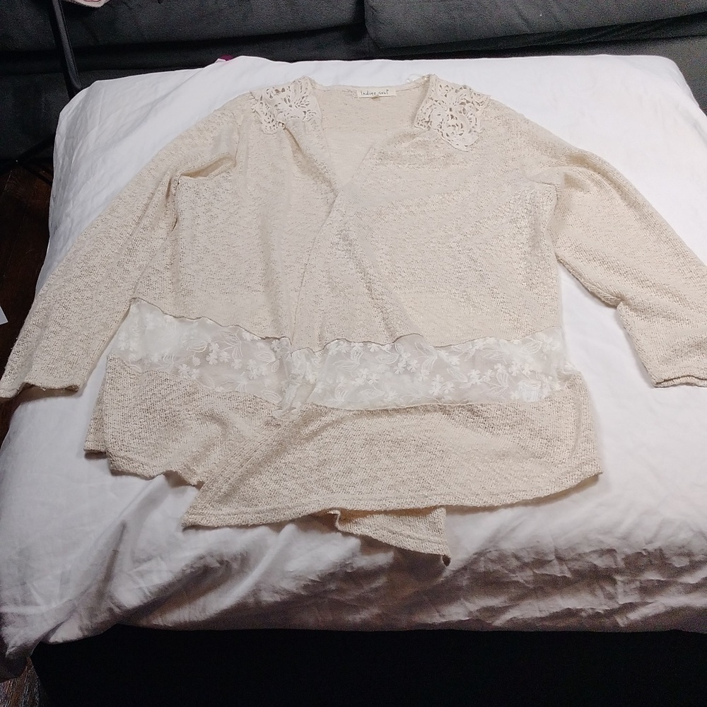Indigo soul women's XL lacy cardigan